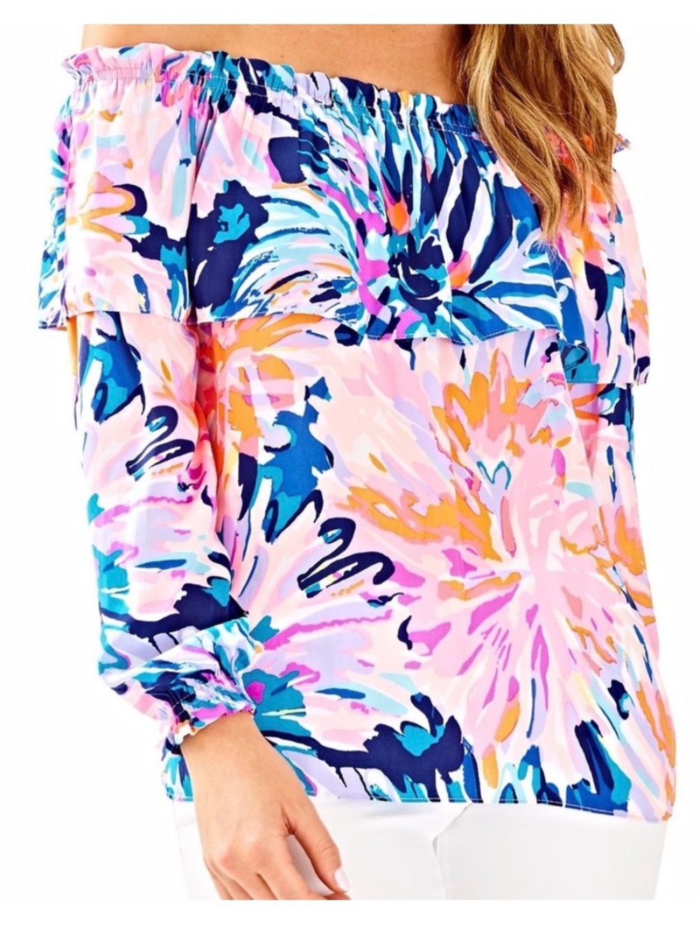 Lilly Pulitzer Dee Off the Shoulder Top Multi Off Tropic size small s